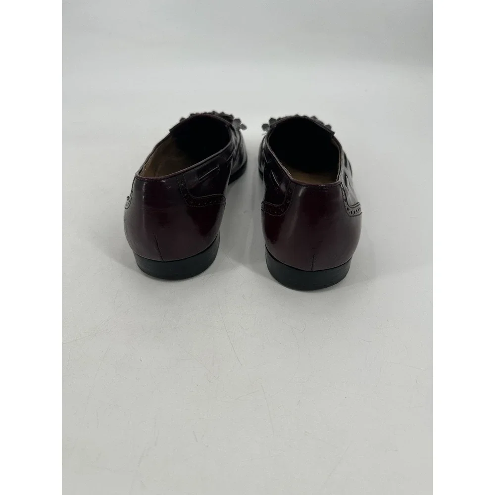 Salvatore Ferragamo Dark‎ Red Burgundy Wingtip Brogue Kiltie Tassel Loafers 10 D